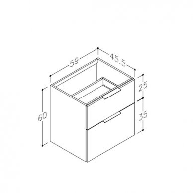 Kamė Big apatinė spintelė su stalčiais 60x59cm ir matinėmis baltomis rankenėlėmis (spalvų pasirinkimas) 1