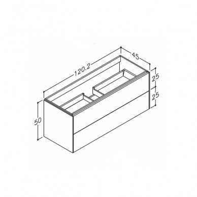 Kamė D-Line 120x45cm apatinė spintelė su stalčiais (spalvų pasirinkimas) 1