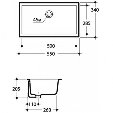 Kerasan Slim iš apačios montuojamas praustuvas 50 x 28 cm 2