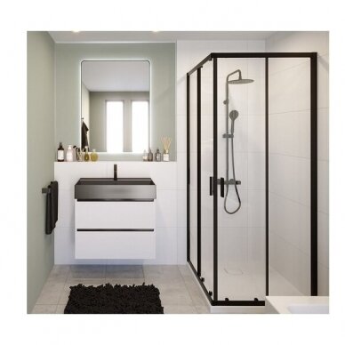 Keturkampė dušo kabina Riho Hamar 2.0 su juodais profiliais 1