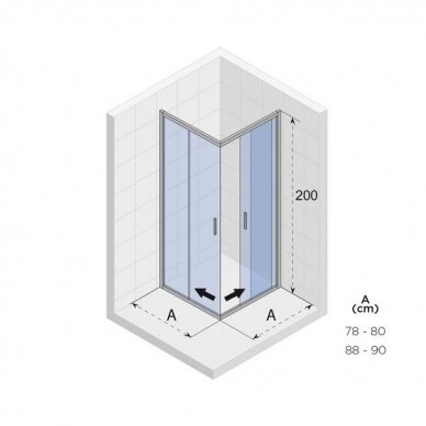 Keturkampė dušo kabina Riho Hamar 2.0 su juodais profiliais 2