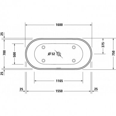 Laisvai pastatoma vonia Duravit D-NEO 1600x750 4