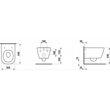 Laufen MEDA pakabinamas unitazas su LCC danga, tylus sūkurinis nuplovimas (Silent flush), be apvado (Rimless) su Soft close 6