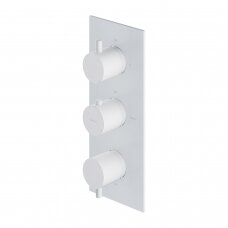 Baltos matinės spalvos termostatinis trijų taškų vonios/dušo maišytuvas Omnires Y1238/KROWM su potinkine dėže