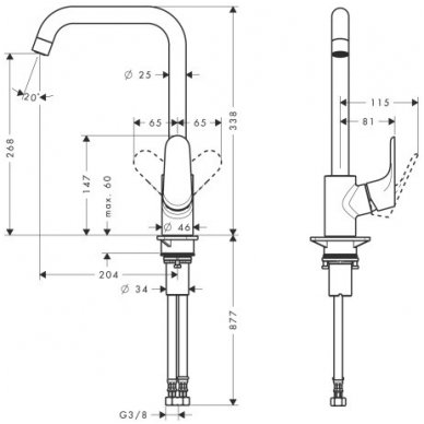 Maišytuvas plautuvei aukšta svirtimi Hansgrohe Focus 31820000 1