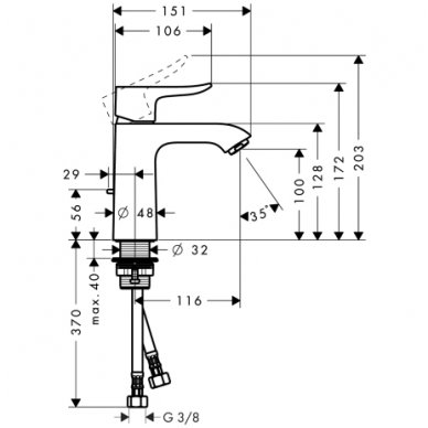 Maišytuvas praustuvui Hansgrohe Metris 110 su d.v. 2