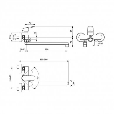 Maišytuvas voniai/dušui Ideal Standard Ceraflex, ilgu snapu (320mm) 2