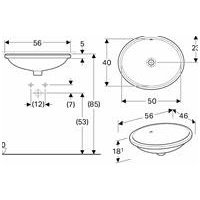 Montuojamas iš apačios ovalus praustuvas Geberit Variform 50cm 1