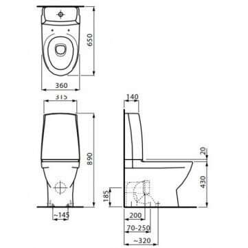 Pastatomas unitazas Laufen Pro Nordic Rimless su LCC danga ir su softclose dangčiu 2