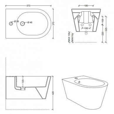 Pakabinama Bidė Alice Ceramica HIDE Round (baltos blizgios spalvos) 7