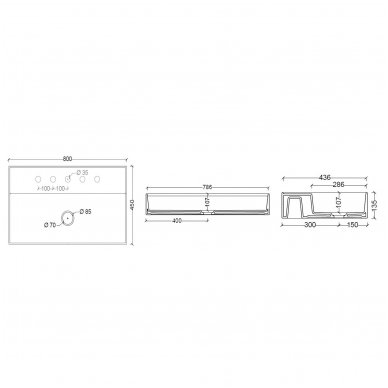 Pakabinamas praustuvas Alice Ceramica HIDE 80x45 6