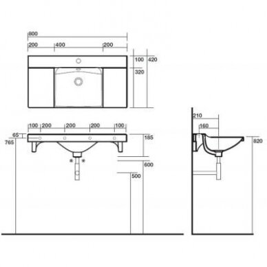 Pakabinamas praustuvas Kerasan Buddy 800x420