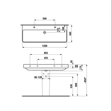 Pakabinamas praustuvas Laufen Pro S 1200x460 2