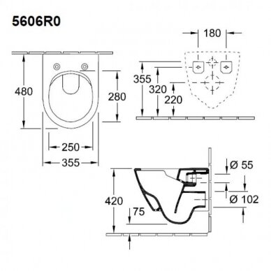 Pakabinamas Subway 2.0 Compact Rimless klozetas su lengvai nuimamu (QuickRelease) dangčiu (be originalios pakuotės) 8