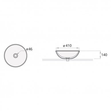 Pastatomas ant stalviršio praustuvas PAA Round On ⌀41cm 3