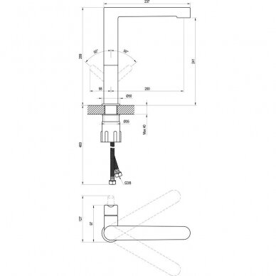 Plautuvės maišytuvas Ravak Puri black, 269 mm 2