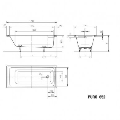 Plieninė vonia Kaldewei Puro 180X80 SU PERL EFFEKT danga 2