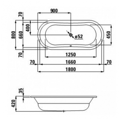 Plieninė vonia Laufen Thalium Oval 180x80 1