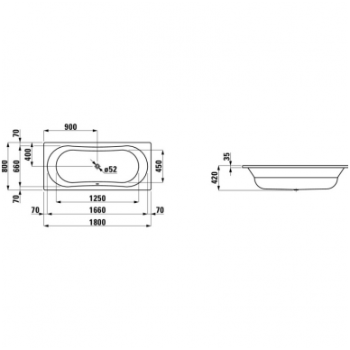 Plieninė vonia Laufen Thallium 180x80 2