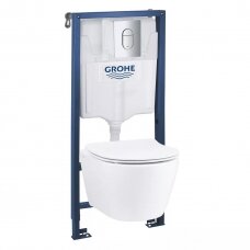 Potinkinio Grohe Rapid SL rėmo ir pakabinamo WC Grohe Serel Rimless komplektas (Grohe Solido 4-in-1)