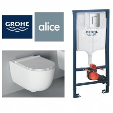 Potinkinio rėmo Grohe ir Alice Unica klozeto su Aliflush+ 52 cm komplektas