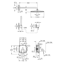 Potinkinė dušo sistema Grohe Eurocube Rainshower Mono 310 Cube 2