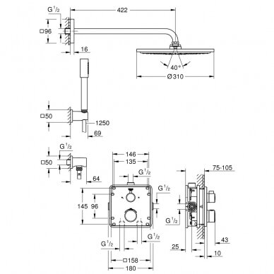 Potinkinė dušo sistema Grohe GROHTHERM 2