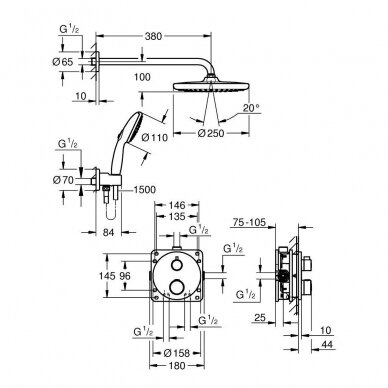 Potinkinė dušo sistema Grohe Grohtherm 250 2