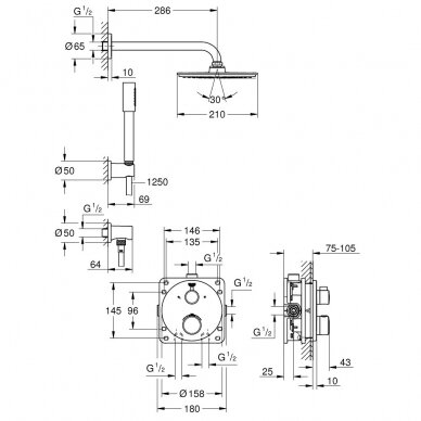 Potinkinė dušo sistema Grohe GROHTHERM 34732000 2