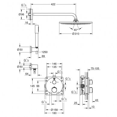 Potinkinė dušo sistema Grohe GROHTHERM 34731000 2