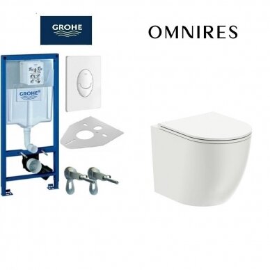 Potinkinio rėmo Grohe 4in1 ir klozeto Omnires Ottawa su soft close dangčiu komplektas