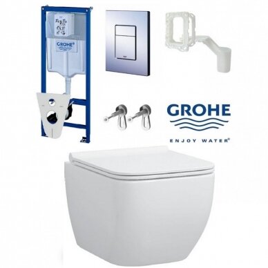 Potinkinio rėmo Grohe 5 in 1 ir pakabinamo klozeto Karag Legend komplektas