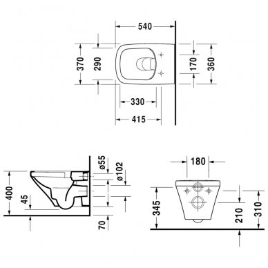 Potinkinio rėmo Grohe ir pakabinamo klozeto Duravit Durastyle komplektas RIMLESS 10