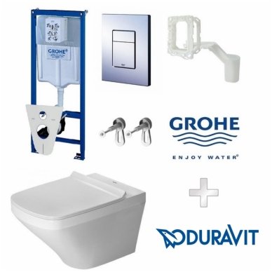 Potinkinio rėmo Grohe ir pakabinamo klozeto Duravit Durastyle komplektas RIMLESS