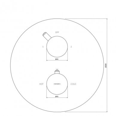 Potinkinis termostatinis šlifuoto žalvario spalvos vonios/dušo maišytuvas su 2 išėjimais Omnires 2