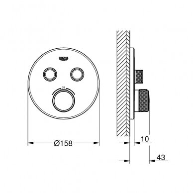 Nerūdijančio plieno spalvos potinkinis termostatinis maišytuvas Grohe GROHTHERM SMARTCONTROL  1