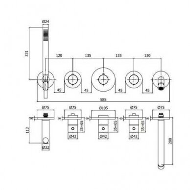 Potinkinis termostatinis maišytuvas voniai Paffoni Modular Box 4