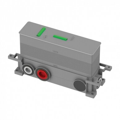 Matinės nerūdijančio plieno spalvos termostatinis trijų taškų vonios/dušo maišytuvas Omnires Y1238/KRONI su potinkine dėže 1