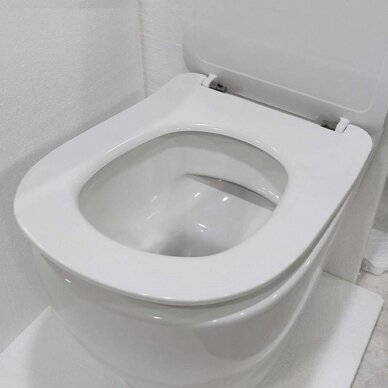 Potinkinis WC komplektas rėmas ISVEA DUREZZA baltos spalvos klavišu ir klozetas Iseva Soluzione II Rimless su lėtaeigiu dangčiu 3