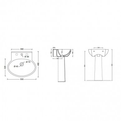 PRAUSTUVAS ALICE CERAMICA LAVABO SHORT 55 x 48 x 19 cm 2