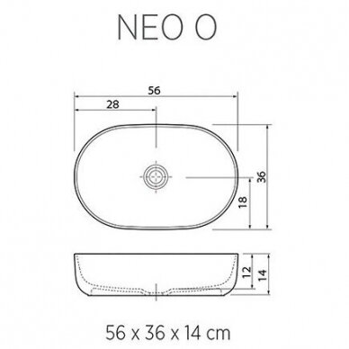 Praustuvas Balteco NEO O 56 cm su dugno vožtuvu 2