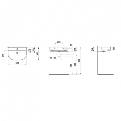 Praustuvas-dubuo Laufen Sonar 600x420x142 mm, 810342 2