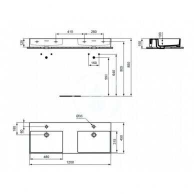 Dvigubas praustuvas Ideal Standard Extra 120x45cm 1