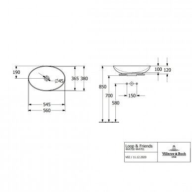 Praustuvas Villeroy&Boch LOOP&FRIENDS 560x360 graphite spalvos 1