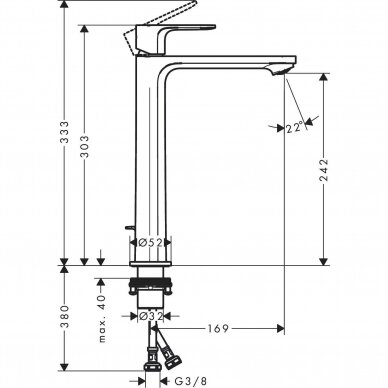 Praustuvo maišytuvas Hansgrohe Rebris S 3