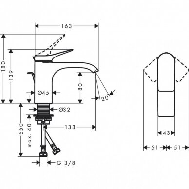 Praustuvo maišytuvas Hansgrohe Vivenis 80 3