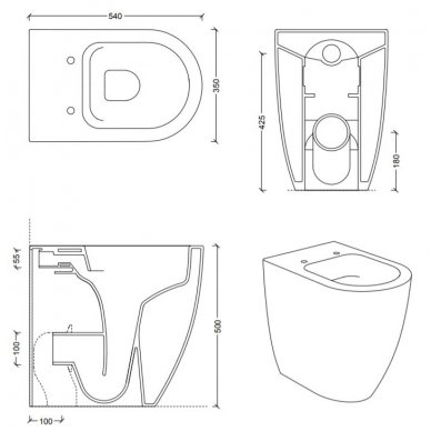 Pristatomas klozetas Alice Ceramica FORM SQUARE H50 RIMLESS (Paaukštintas) 7