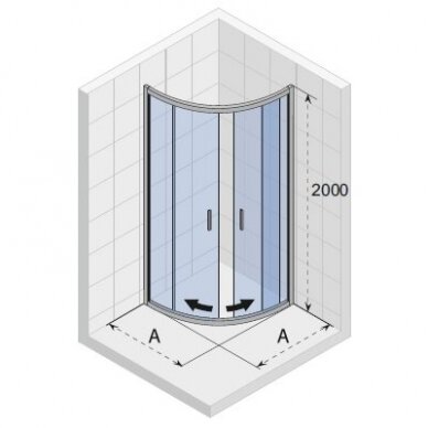 Pusapvalė dušo kabina RIHO Hamar 2.0 R309 90*90*200 cm 1