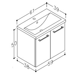 Raguvos Baldai spintelė su praustuvu Scandic 610x380 mm 1