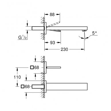 Sieninis maišytuvas Grohe Eurocube Joy L 3